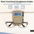 BFXM Sunglass Holder for Car and Truck Sun Visor Organizer Car Accessories | Sunglasses Holder Eyeglass Hanger Clip, Cars Sun Visor Ticket Card Holder Clip, Magnetic Leather Holder for Car Visor - Image 5