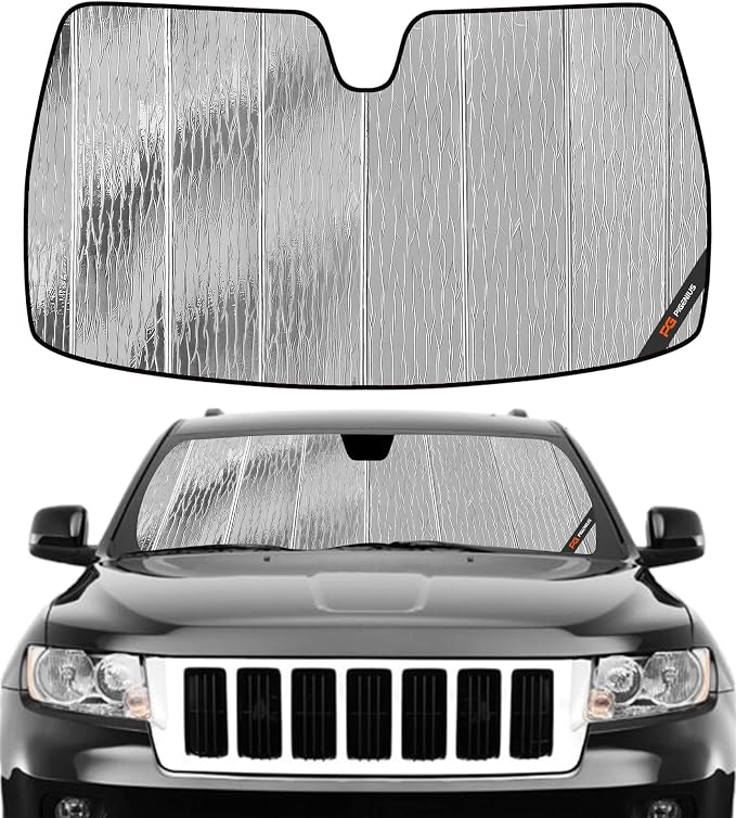 Pigenius Windshield Sunshade for Jeep Grand Cherokee 2011-2013 Front Window Shade Without Rearview Mirror Mounted Camera - AstraGuard by Pigenius