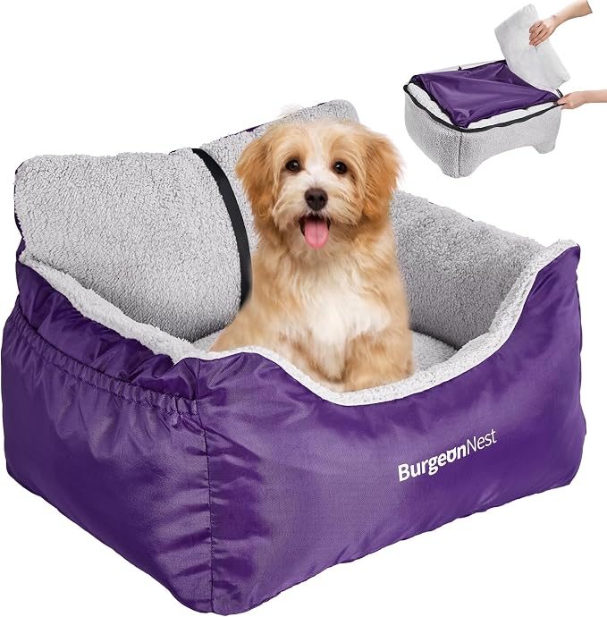 BurgeonNest Dog Car Seat for Small Dogs & Cats Under 25 lbs, Purple by Lifelongfriendsbelovedfamily