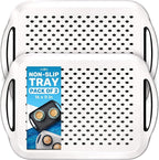 Food Trays for Eating on Couch - 2 Pack - Non Slip Dinner Trays for Eating Set of 2 Non Slip Serving Tray and Food Tray with Handles (White) by volila