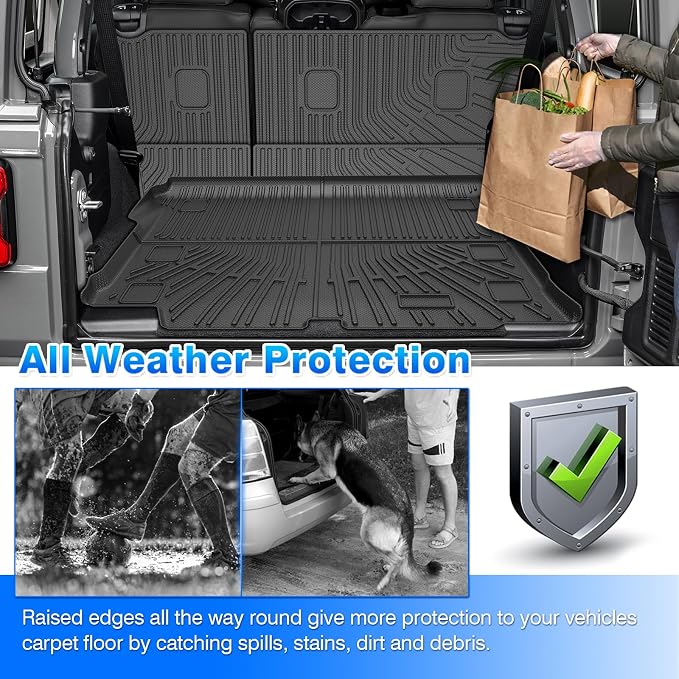 CARTIST Trunk Mat for Jeep Wrangler JL 2018-2026 Unlimited 4-Door, with Subwoofer (Not fit JK/4XE/2-Door), All Weather Cargo Liner with Backrest Mat for Wrangler JL Accessories, Rubber Car Mats - Image 7