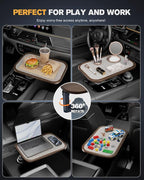 Car Desk for Laptop, Car Table & Car Tray with 360° Rotating Cup Holder, Adjustable Height Car Food Tray, As Car Table Tray or Car Seat Tray, Compatible with Tesla Model 3/Y/S, Ford/Most Vehicles - Image 2