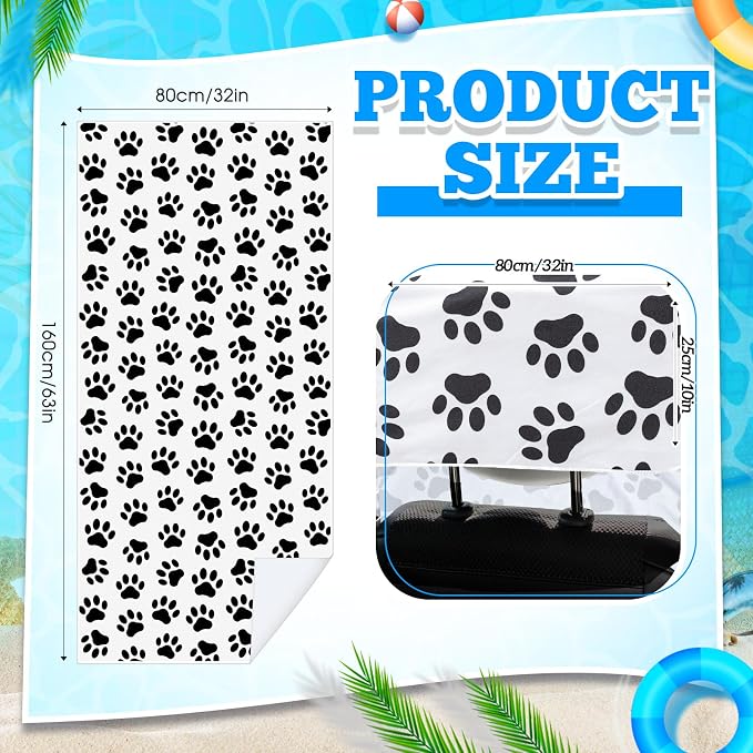 Hahafelt 2 Pack Car Seat Towel Cover with Storage Bag, Dog Footprints | 63 x 32 in Car Towel Seat Cover Non Slip Waterproof, Gym Workout Swimming Running, Machine Washable Sweat Absorbent Protector - Image 2