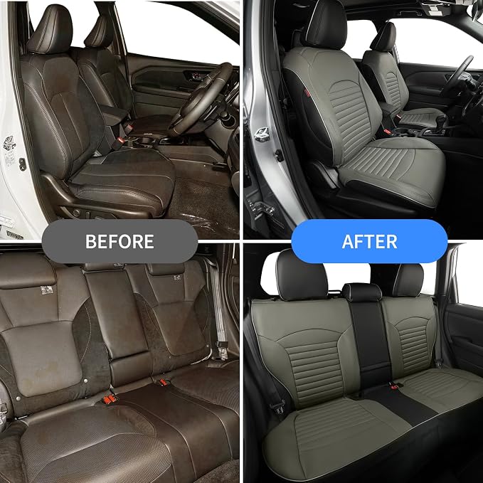 EKR Car Seat Covers for Subaru Forester 2019-2024(NO Base),Full Set | Custom Fit for Subaru Forester 2019-2024 (Not for Base)Full Coverage,Waterproof,Faux Leather(Black/Gray) - Image 6