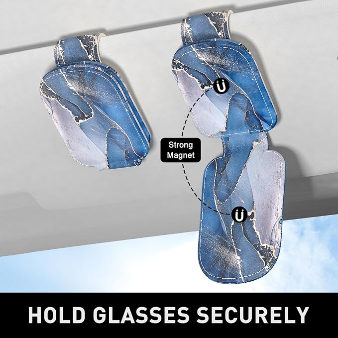 Sunglasses Holder for Car Visor, Magnetic Leather Car Sunglass Holder, Car Sun Visor Glasses Hanger Clip, Car Interior Accessories for Women Men, Fits All Size Eyeglasses - Image 3