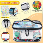 Tesuko 6 Pack Clear Toy Storage Bag with Name Tag& Manual Pocket, Waterproof Transparent PVC Toy Organizer Case for Lego Bricks, Board Games, Building Blocks, Puzzles (Large Capacity, Black) - Image 4