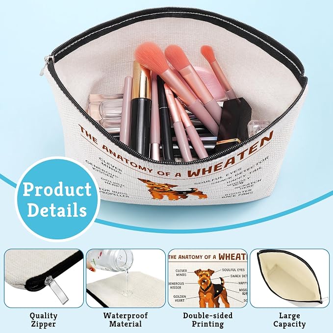 Funny Terrier Dog Lovers Makeup Bag Dogs Themed Gifts for Wheaten Terrier Lovers Owners Mom Travel Pouch Mothers Day Christmas Birthday Present for Women Mom Sister Cosmetic Bag with Zipper - Image 5