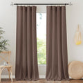 RYB HOME Linen Sheer Curtains 2 Panels for Living Room, Semi Transparent Privacy Drapes with Rod Pocket Farmhouse Style Window Treatments for Bedroom, Brown, 52" W x 102" L by RYBHOME