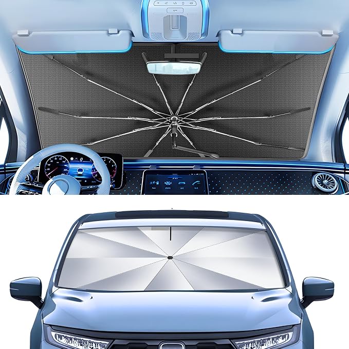 Portable for HR-V HRV 2022-2025 Windshield Sunshade Umbrella with Carry Bag, 2 in1 Ice Crystal Durable Compact Shade Umbrella UPF50+ UV Front Window Heat Insulation Protection Outdoor Camping - Image 7