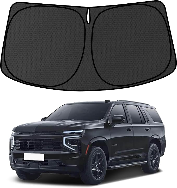 Tahoe Windshield Sun Shade for Tahoe 2021-2024 2025 Blocks UV Rays Accessories,1:1 Custom Foldable Thickened Wear-Resistant Front Window Sunshade Visor,Keeps Your Car Cooler by Achaltiza