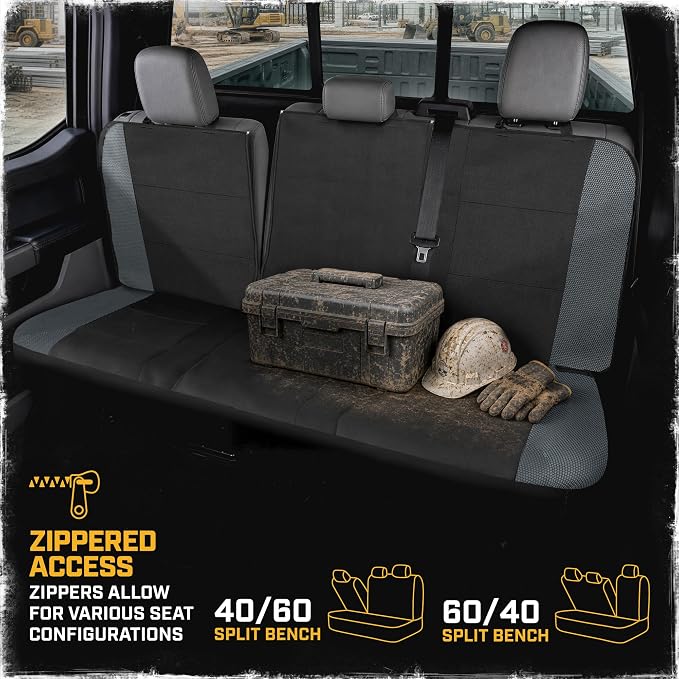 CAT MeshFlex Seat Covers Full Set for Full-Size Pickup Trucks Only - Gray | Front Bucket Seat Covers & 60/40 Split Rear Bench Protector – Interior Accessories For F-150, Silverado, Ram, Sierra & Tundra - Image 6