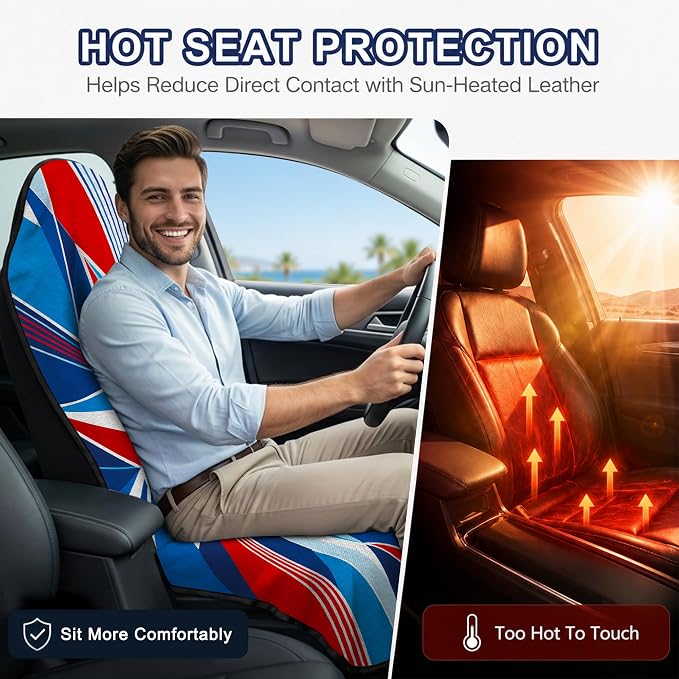 Car Seat Towel Cover for Front Seat, 1Pc Sweat Absorbent Car Seat Protector with Non-Slip Backing, Waterproof Towel Car Seat Cover for Runners, Gym, Swimming, Beach, Pets, Patchwork Flag - Image 5