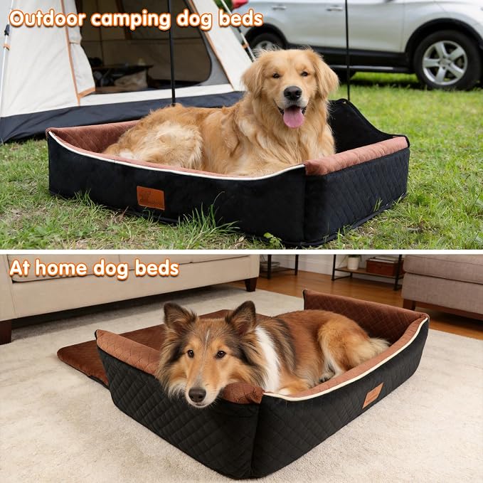 Large Dog Car Seat & Travel Bed-2-in-1 Dog Car Bed for Back Seat,Ultra-Soft Velvet Memory Foam,Snap Hook Seatbelt Loops,Non-Slip Bottom for Pets up to 50 lbs. - Image 5