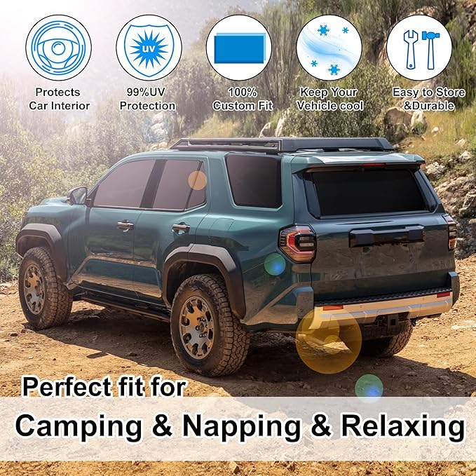 TINGLU Window Shades for Toyota 4Runner 2025 2026 Accessories Car Side Full Windows Rear Triangular Windshield Sun Shade Sun UV Rays & Privacy Protection for Camping 8PCS - Image 6