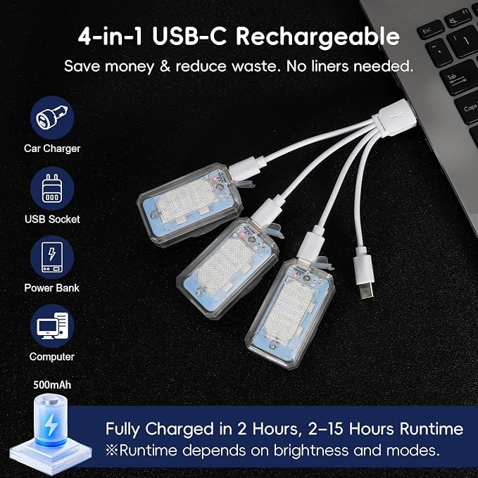 PIFOOG 11 LEDs Wireless Strobe Lights with Remote 500mAh Rechargeable Car RGB Car Interior Ambient Lighting Anti-Collision Strobes Light for Motocycle Vehicle Bike Scooter Warning Flashing 4PCS - Image 5