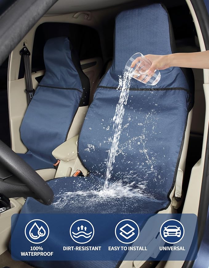 Waterproof Car Seat Cover Automotive Seat Covers for Cars Trucks and SUVs Car Seat Cover Protector Front Seats Navy-2 - Image 2