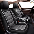 IKABEVEM Car Seat Covers for Honda Civic 2003-2025 2026 Full Set(5 Seats) | Luxury Fuax Leather, Waterproof, Airbag Compatible, Easy to Install, Scratch‑Resistant Seat Protection,Black&Grey by IKABEVEM