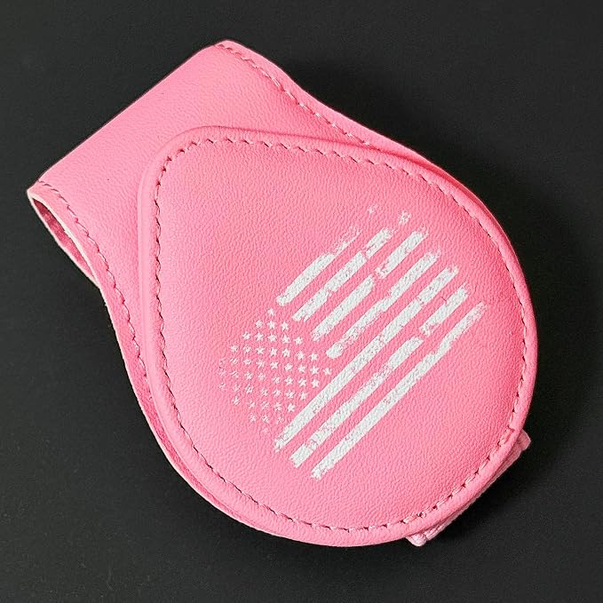 American Flag - Car Sunglass Holder, Magnetic Leather Eyeglass Hanger Mount Clip Holder for Car Visor Accessories (Pink) | Magnetic Leather - Image 7