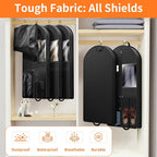 Suit Garment Clothes Travel Bag: 54 inch Lightweight Foldable Black Short Fabric Breathable - Hanging Storage Cover Pockets Zipper for Men - Wardrobe Carry Coat Jacket Uniform Tuxedo Shirt - Image 5