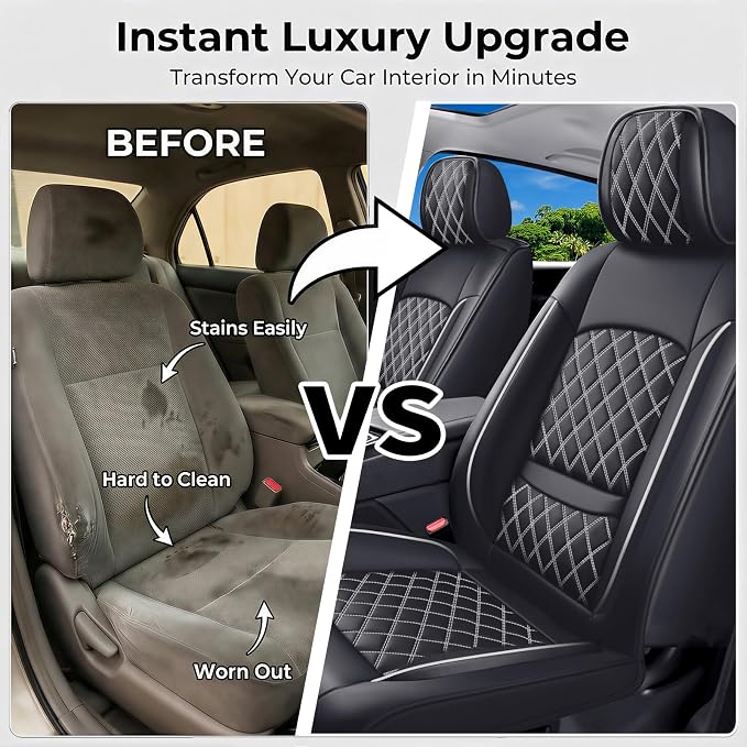 for Subaru WRX 2015-2025 2026 Car Seat Covers, Full Set, Whiteline | Luxury Full Coverage Leather Seat Protectors, Waterproof Breathable, Non-Slip, Easy to Install, Airbag Compatible, All-Season - Image 5