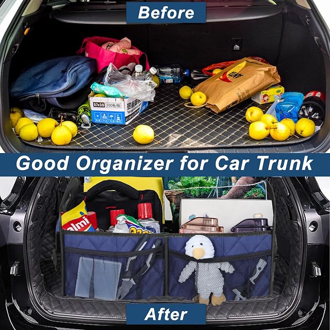 Deosk Car Trunk Organizer for SUV, Car Organizers and Storage with Reinforced Handles, Car Accessories for Women/Men 70L Waterproof Polyester Trunk Organizer(Large, Navy Blue) - Image 6