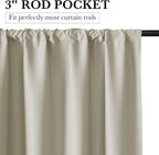 RYB HOME Bedroom Blackout Curtains 80 inches Long, 100% Blackout | Thermal Insulated, Noise Reducing, Curtains for Living Room Nursury, For Sleep, W42 x L80, Biscotti Beige - Image 2