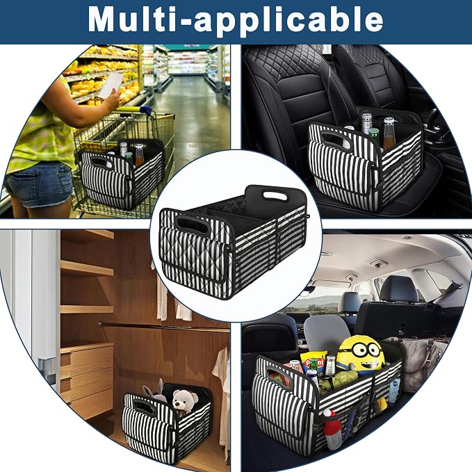 Deosk Trunk Organziers and Storage with Reinforced Handles,Car Accessories for Women/Men 50L Waterproof Polyester Trunk Organzier for Car/SUV/Minivan/Truck(Medium,Stripe) - Image 6