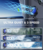 JZCreater USB Desk Fan, 360 Rotation Personal Cooling Fan with 3 Speeds, Quiet, Small, USB Powered for Home, Office, Bedroom, Car, Travel, Black - Image 3