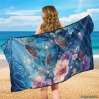 Sea Turtle Print Towels for Car Seats After Gym Hibiscus Jellyfish Print Car Seat Towel Covers Front Seats Universal Front Seat Covers for SUV Sedan Truck - Image 3
