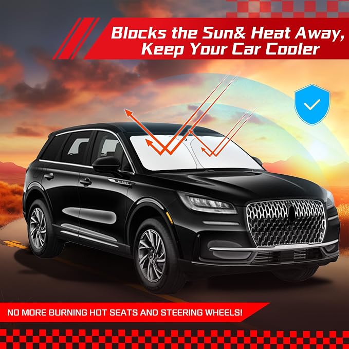 ARISMOTOR Windshield Sun Shade for Lincoln Corsair 2020-2026 | Custom Fit, Foldable, Front Window Sunshade Sun Visor Protector, Block UV Rays, Keep Car Cooler - Image 7
