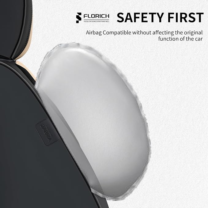 Seat Covers, Car Seat Covers Full Set, Luxury Nappa Leather Seat Covers, Breathable and Waterproof Car Seat Protector 5 Seat, Automotive Seat Covers Universal Fit for Most Cars-Black&Beige - Image 6