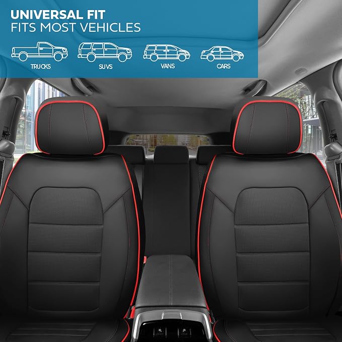 MotorBox Cabin King Crimson Trail Leather Seat Covers for Trucks & Cars | Black and Red Car Seat Covers, Waterproof Leather Seat Covers, Car Accessories, Seat Protector, Universal Fit - Image 5