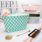 Checkered Makeup Bag for Purse, Small Flat Cosmetic Pouch,Arctic Blue | Cute Zipper Makeup Organizer for Women, Travel Essentials, Toiletries, Makeup Brushes, Beauty Accessories&Bridesmaid Gifts - Image 3