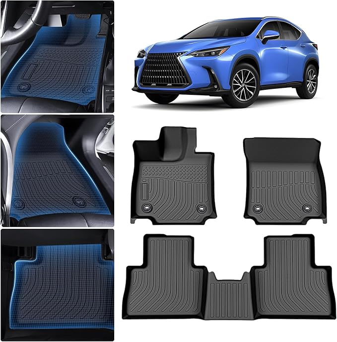 Sunsdrew Floor Mats for 2022-2025 2026 Lexus NX Accessories NX 250/NX 350/NX 350h/NX 450h+, All Weather Car Mats Front Rear 2 Rows Floor Liners TPE Rubber Raised Edge by SUNSDREW