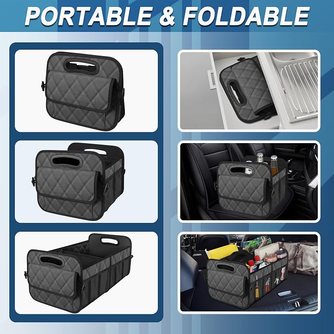Deosk Trunk Organziers and Storage with Reinforced Handles,Car Accessories for Women/Men 50L Waterproof Polyester Trunk Organzier for Car/SUV/Minivan/Truck(Medium,Charcoal) - Image 4