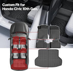T TGBROS Floor Mats for Honda Civic 2016-2021 All-Weather Full Set Custom Fit TPE Liners Back Seat Protector Cargo Liner Trunk for Civic Accessories 4PCS(Coupe/Sedan/Type R/Insight) - Image 2