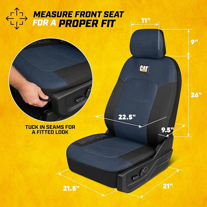 CAT MeshFlex Seat Covers Full Set for Full-Size Pickup Trucks Only - Blue | Front Bucket Seat Covers & 60/40 Split Rear Bench Protector – Interior Accessories For F-150, Silverado, Ram, Sierra & Tundra - Image 5