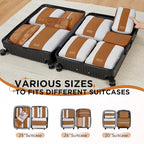OlarHike 10 Set Compression Packing Cubes for Travel Essentials,Compressible Expandable Space Saver Bags for Organizing Clothes,Luggage Suitcase Garment Bags with Over 1000 pcs Mesh Holes(Brown) - Image 8