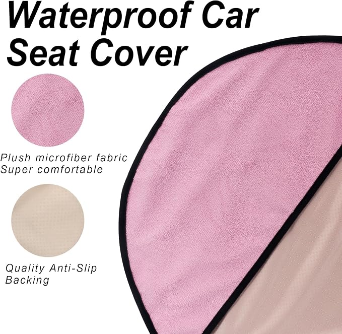 Sweat Towel Car Seat Cover Protector Front Seats for Gym Workout, Running, Swimming, Beach and Hiking, Waterproof Universal Seat Cover for Car, Trucks, Van & SUV (1, Pure Pink, Front) - Image 4