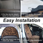Sweat Towel Car Seat Cover Protector Front Seats for Gym Workout, Running, Swimming, Beach and Hiking, Waterproof Universal Seat Cover for Car, Trucks, Van & SUV (2, Leopard Head, Front) - Image 6