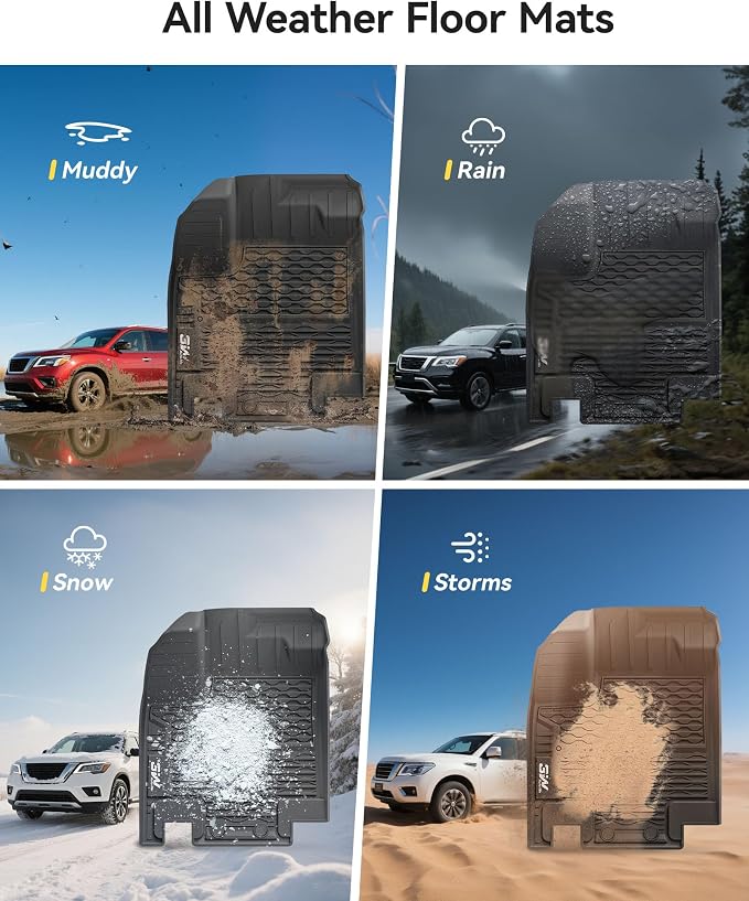 3W Floor Mats for Nissan Pathfinder 8seats 2022-2026,Infiniti QX60 7seats | Heavy Duty Mats, Non-Slip, Safety Comes First, All Weather, Waterproof Protection, TPE All Weather - Image 6