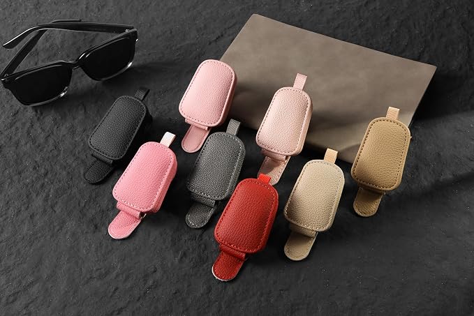 Sunglass Holder for Car, Magnetic Leather Sunglasses Clip for Car Visor, Eyeglass Hanger Clip for Car Sun Visor (Pink 2 Pack) - Image 3