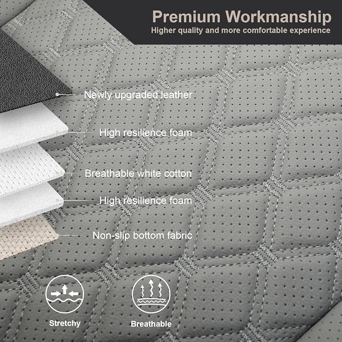 GIANT PANDA Bottom Seat Cover for Trucks&SUV, Front PU Leather Driver Seat Protector Fit for Chevy,Ram,Toyota,GMC,Ford F150 F-Series (2PCS-Grey) - Image 7