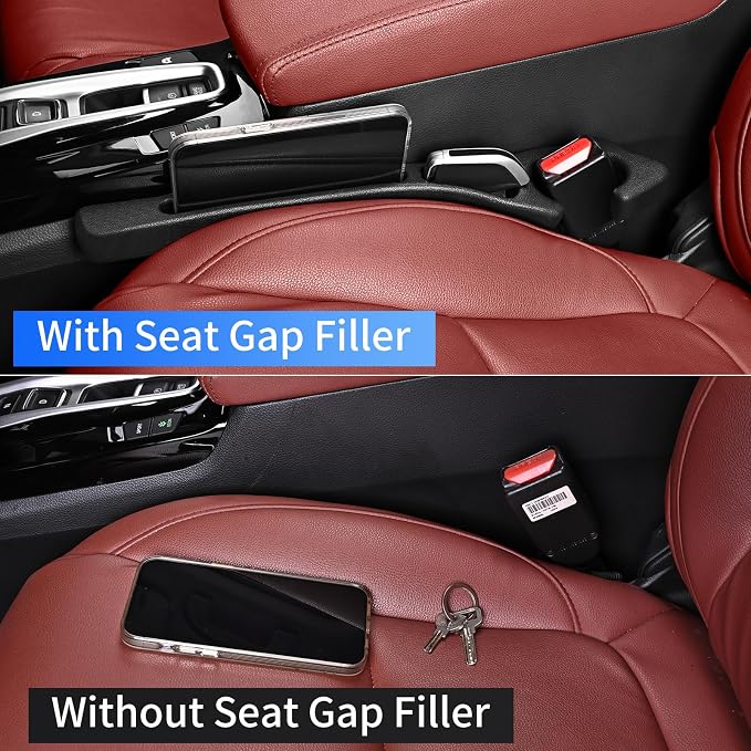 7F Car Seat Gap Filler, Organizer Between Seat and Centre Console | Universal Car Accessories Interior for Men or Women, Car Seat Gap Plug With Storage Slot, Fit SUV Truck Storage Black- 2Pack - Image 6