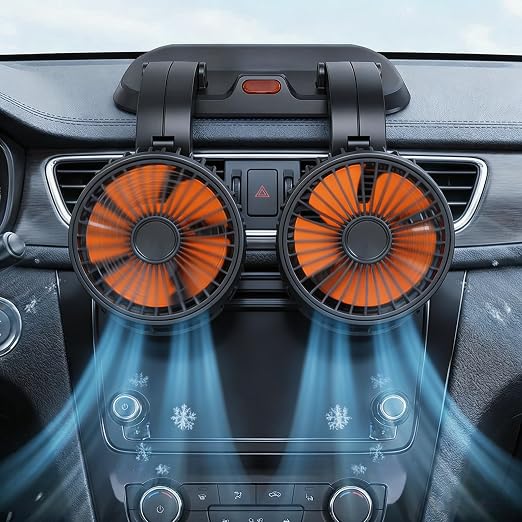 Triple-Head Car Fan, 12V Portable Vehicle Fan with 360° Rotation & Quiet Motor, 3-Speed Adjustable Air Circulator for Car Truck SUV RV, Cigarette Lighter Plug & Play - Image 8