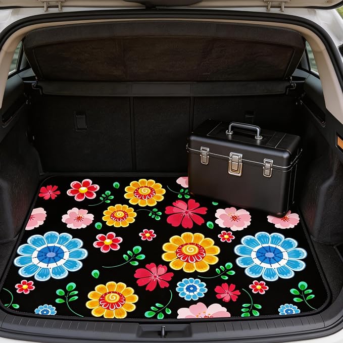 Universal Car Trunk Mat 29" x 39",Multicolor Floral,Butterfly Etc,Anti-Slip Easy to Clean, Trunk Protective Mat, Sporty Vehicle Interior Accessories Suitable for Most Car Models. - Image 8