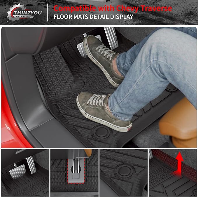 Floor Mats for 2018-2023 Chevrolet Traverse 7 Seat | 2024 Traverse Limited 7 Seat Trunk Mat Cargo Mat Liner TPE All Weather Back Seat Cover 2023 Chevy Traverse Accessories - Image 3