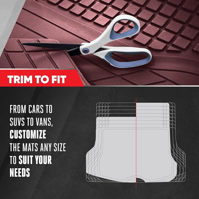 Motor Trend FlexTough Rear Cargo Mat – Heavy-Duty Trimmable Car Trunk Mat for Back of SUV, Universal Rear Cargo Liner for SUV, Flexible Trunk Liner, Automotive Floor Mats & Cargo Liners (Burgundy) - Image 4