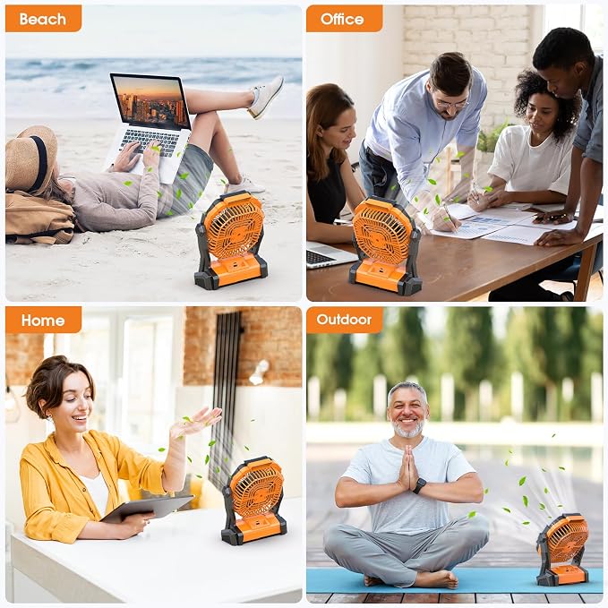 Portable Fan Rechargeable, Cordless Battery Powered Fan with LED Lantern, Small Table Fan, USB Battery Operated Fans for Travel Bedroom Home Camping Tent Office Beach Desk Picnic Barbecue Fishing | with LED Lantern, Small Table Fan, USB Battery Operate... - Image 7