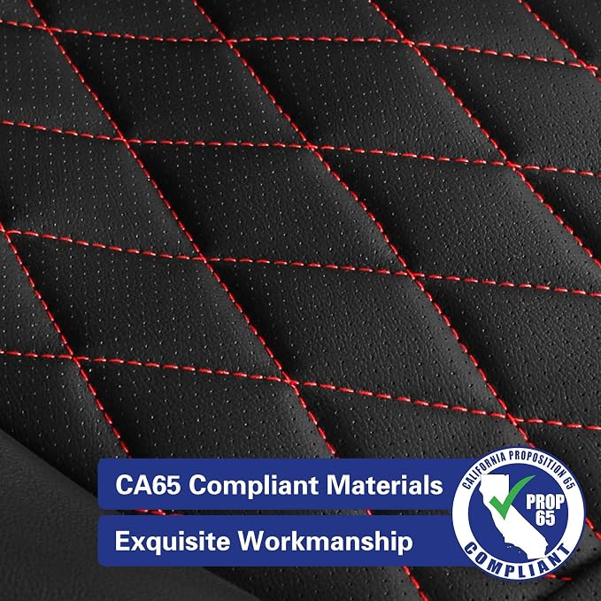 EKR Rav4 Seat Covers Custom Fit for Toyota Rav4 (Hybrid) SE/XSE 2026, Car Seat Cover Full Set for SUV,Factory-Style Upgrade, Easy-Wipe Protection,Faux Leather(Black with Red Piping) - Image 6